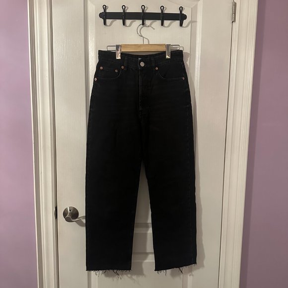 ZARA Black Hi-Rise Straight Leg Jeans (Size 6 US/38 EUR) - Picture 3 of 9